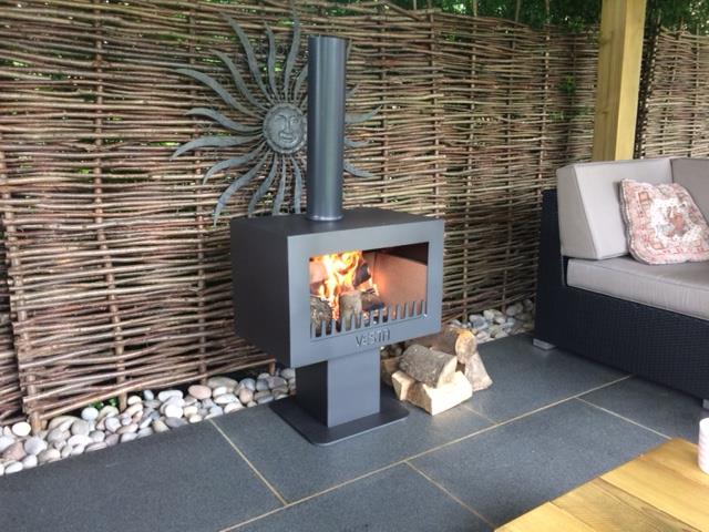 patio log burner with chimney