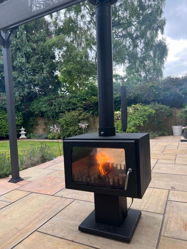 Double Glass fronted outdoor log burner