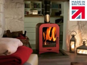8kw Dual aspect wood burning stove red