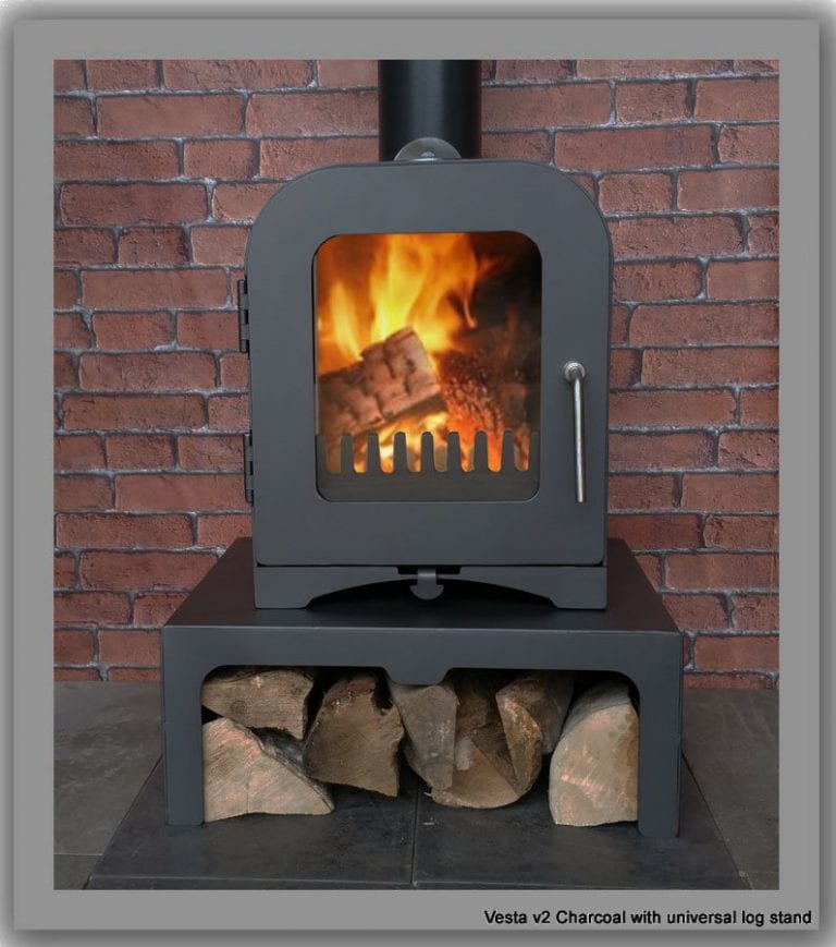 Woodburning stove Vesta V2 (2kw) with Studio Log Stand