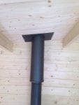 Stove installed in log cabin